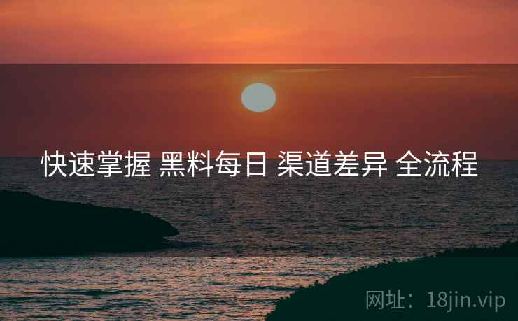 快速掌握 黑料每日 渠道差异 全流程